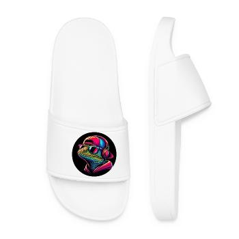 Gecko Salamander en rappeur avec casquette et casque - Claquettes Femme - blanc - Devant
