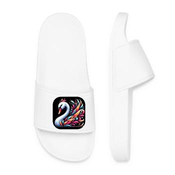 Cygne Animal Coloré Bande Dessinée Cartoon - Claquettes Femme - blanc - Devant