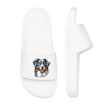 Australian Shepherd Portrait - Women’s Pool Sliders - white - Front