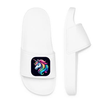Unicorn Multicolored Mane Horn - Women’s Pool Sliders - white - Front