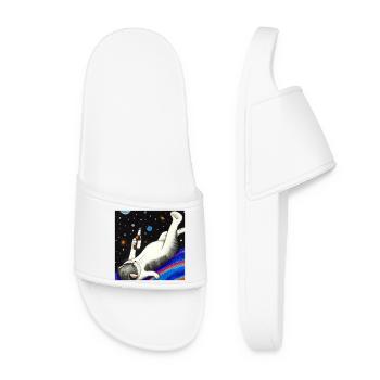 Drunk cat in space. - Women’s Pool Sliders - white - Front