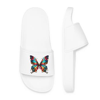 Schmetterling - Frauen Badelatschen - Weiß - Vorne