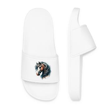 Horse head with flowing mane - Women’s Pool Sliders - white - Front
