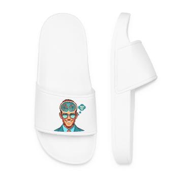 Mindful Bicycle Thinker Illustration - Women’s Pool Sliders - white - Front