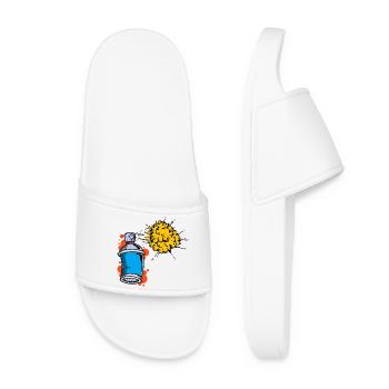 Drawing Illustration Graffiti Spray Can Sprayer - Women’s Pool Sliders - white - Front