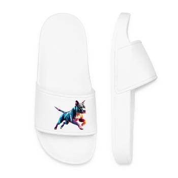 chien Staffordshire bull terrier origami 3d - Claquettes Femme - blanc - Devant