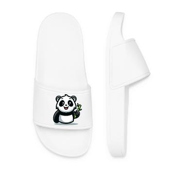 Panda-Snackzeit: Der Bambusfresser - Frauen Badelatschen - Weiß - Vorne