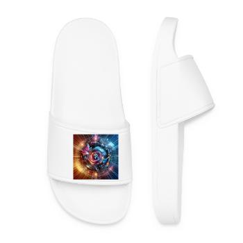 Future Fusion: holographic and circular gradient - Women’s Pool Sliders - white - Front