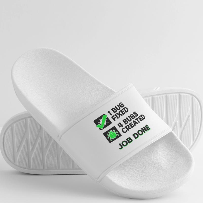 Programmierer Developer Bugfixing Bugs Skripting Frauen Badelatschen