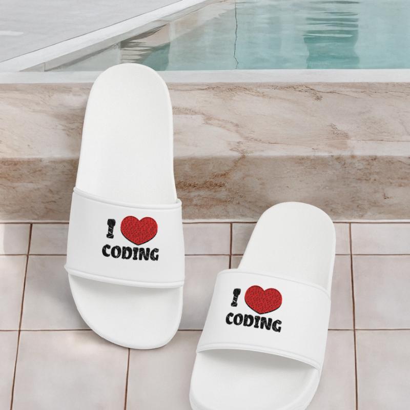 Code Developer Scripting Debug Heart Statement Women’s Pool Sliders