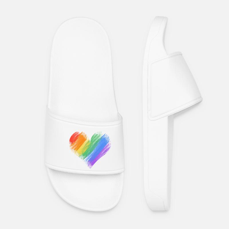 Regenbogenherz Pinselstrich - Frauen Badelatschen - Weiß