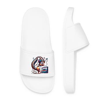 Cheerful chipmunk with headphones - Women’s Pool Sliders - white - Front