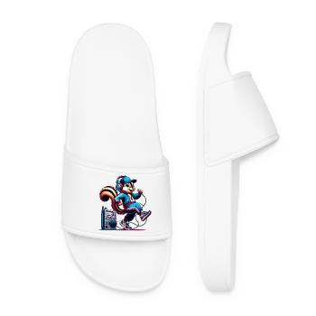 Cheerful chipmunk with headphones - Women’s Pool Sliders - white - Front