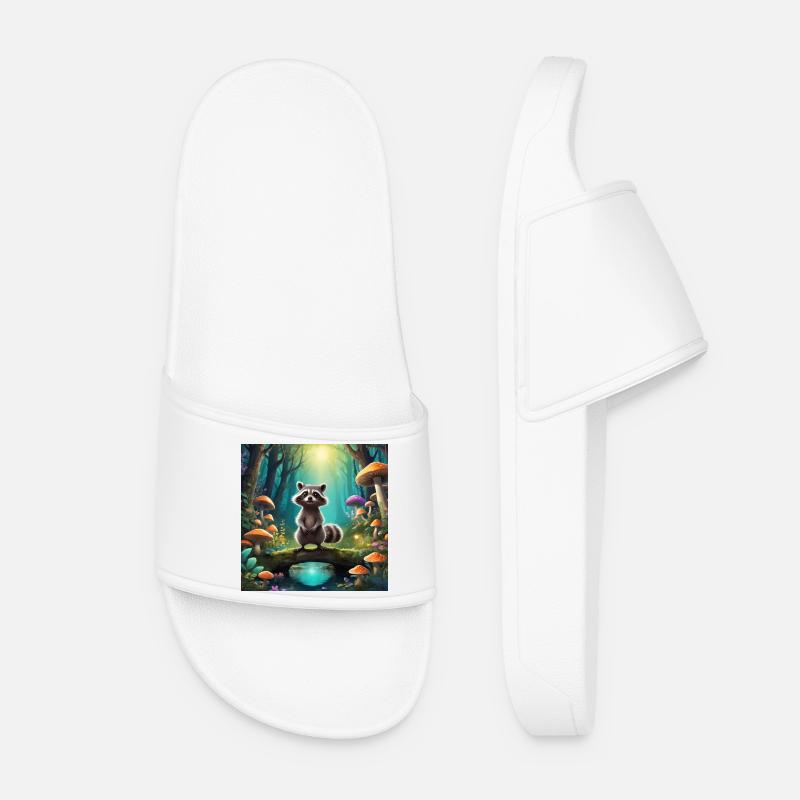 Raccoon in the enchanted forest - Women’s Pool Sliders - white