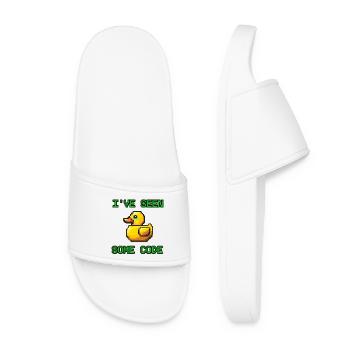 Pixel Duck Ich habe etwas Code gesehen - Frauen Badelatschen - Weiß - Vorne