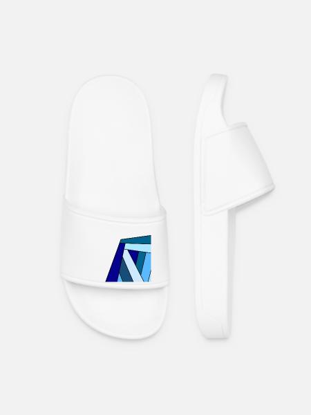 carre colore bleu - Claquettes Femme - blanc