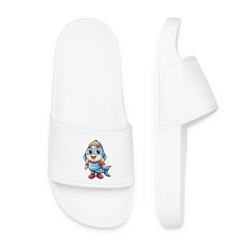 Herring Cute Cartoon Character Kawaii Clipart - Women’s Pool Sliders - white - Front
