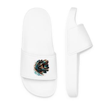 Roaring T-Rex Dinosaur Gift - Women’s Pool Sliders - white - Front