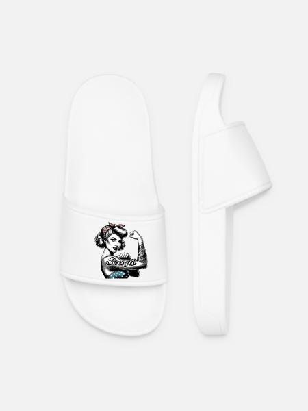 Force femme forte Rockabilly cadeau - Claquettes Femme - blanc