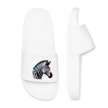 Polygonal Zebra - Women’s Pool Sliders - white - Front
