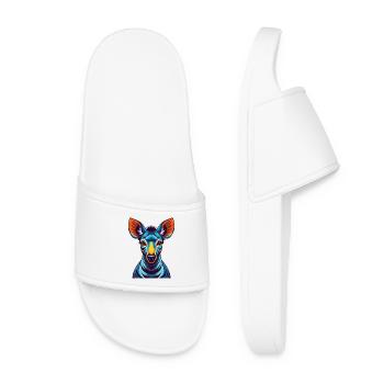Okapi Colorful Kawaii Cartoon Character Clipart - Women’s Pool Sliders - white - Front