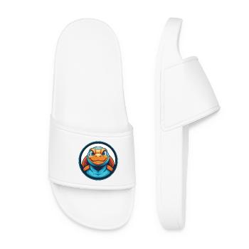 Schildkröte Niedliches Kawaii Cartoon Tier Haustier Logo - Frauen Badelatschen - Weiß - Vorne