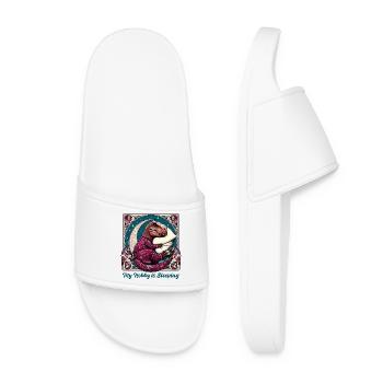 T-Rex Sleeping Hobby Gift - Women’s Pool Sliders - white - Front