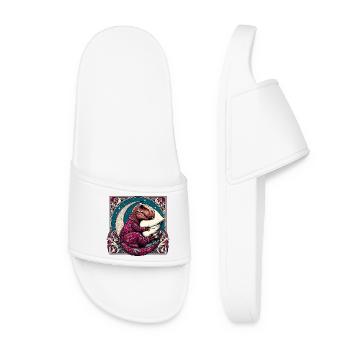 T-Rex Sleeping Hobby Gift - Women’s Pool Sliders - white - Front