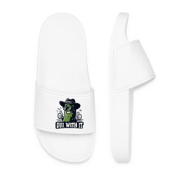 Cool Dill Pickle Pun « Dill With It » Concombre drôle - Claquettes Femme - blanc - Devant