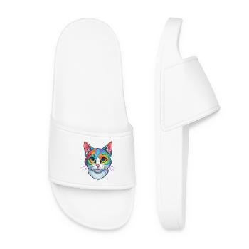 Brazilian Shorthair Cat Breed Cartoon Kawaii Anima - Women’s Pool Sliders - white - Front
