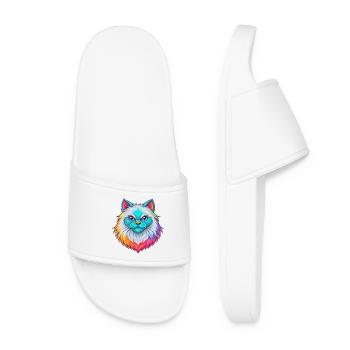 Colorpoint Persische Katze Rasse Karikatur Kawaii Tier - Frauen Badelatschen - Weiß - Vorne