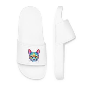 Ocicat Hauskatze Rasse Karikatur Kawaii Tier Pe - Frauen Badelatschen - Weiß - Vorne