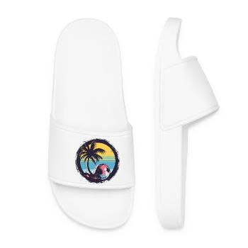 Soccer Drawing - Women’s Pool Sliders - white - Front