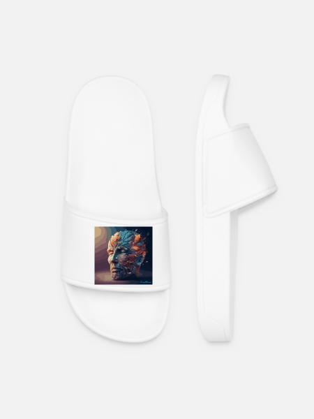 "Power of Nature" - Artistic Hoodie by Profit Mind - Women’s Pool Sliders - white