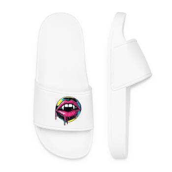 Vampire Lips Halloween Vaporwave Années 90 - Claquettes Femme - blanc - Devant