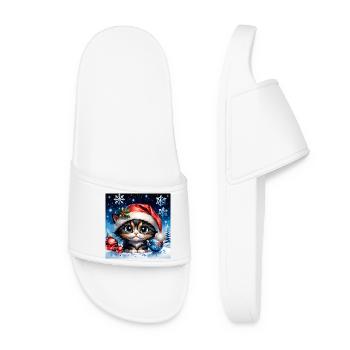 Adorable Christmas kitten. - Women’s Pool Sliders - white - Front