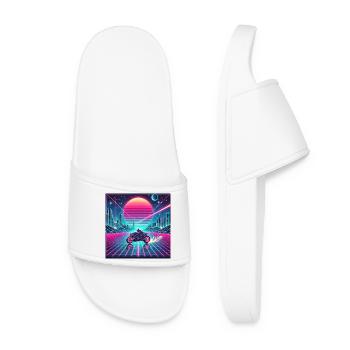 Neon Grid Odyssey – La synthwave rencontre l’héritage de Tron - Claquettes Femme - blanc - Devant