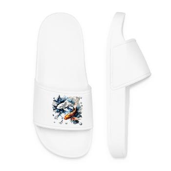 Koifishes and bubbles - Women’s Pool Sliders - white - Front