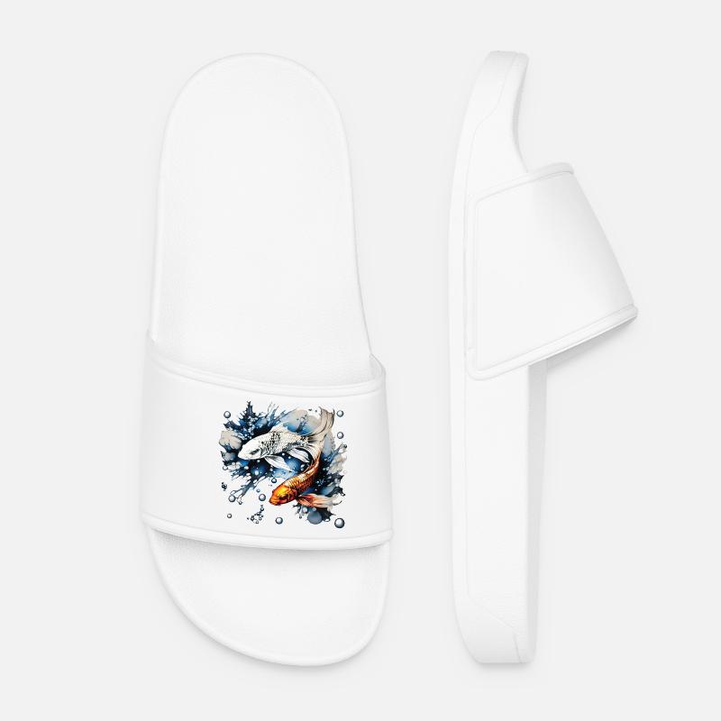 Koifishes and bubbles - Women’s Pool Sliders - white