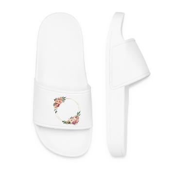 Couronne de fleurs rustique, personnalisable - Claquettes Femme - blanc - Devant
