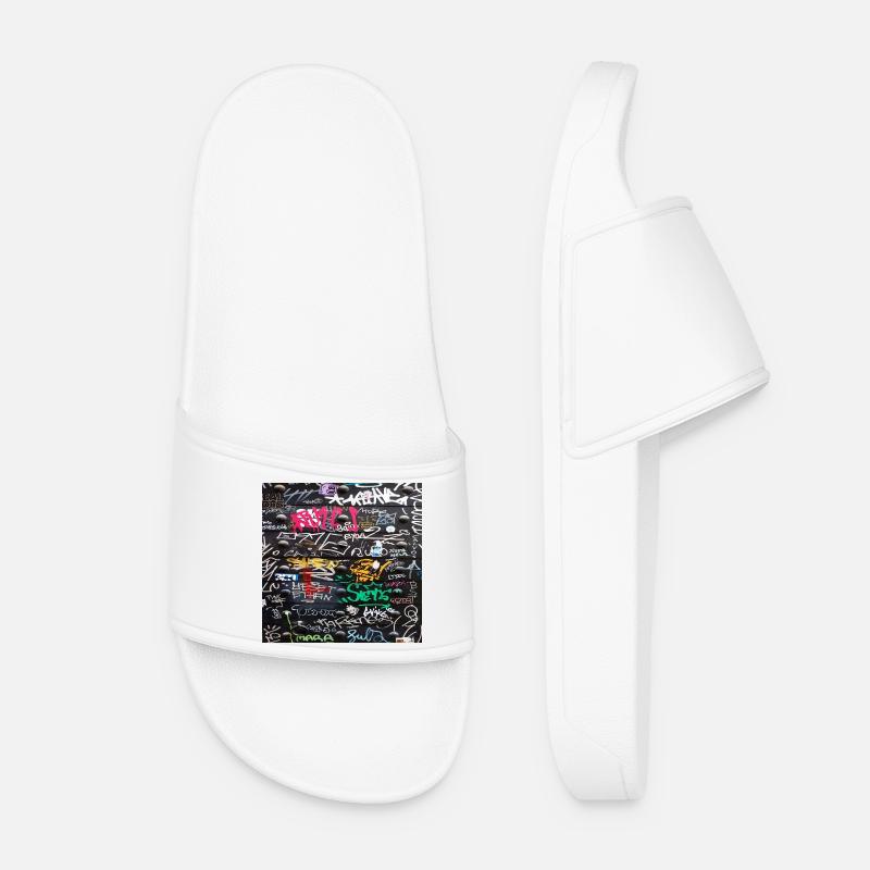 crazy colorful writings - Women’s Pool Sliders - white