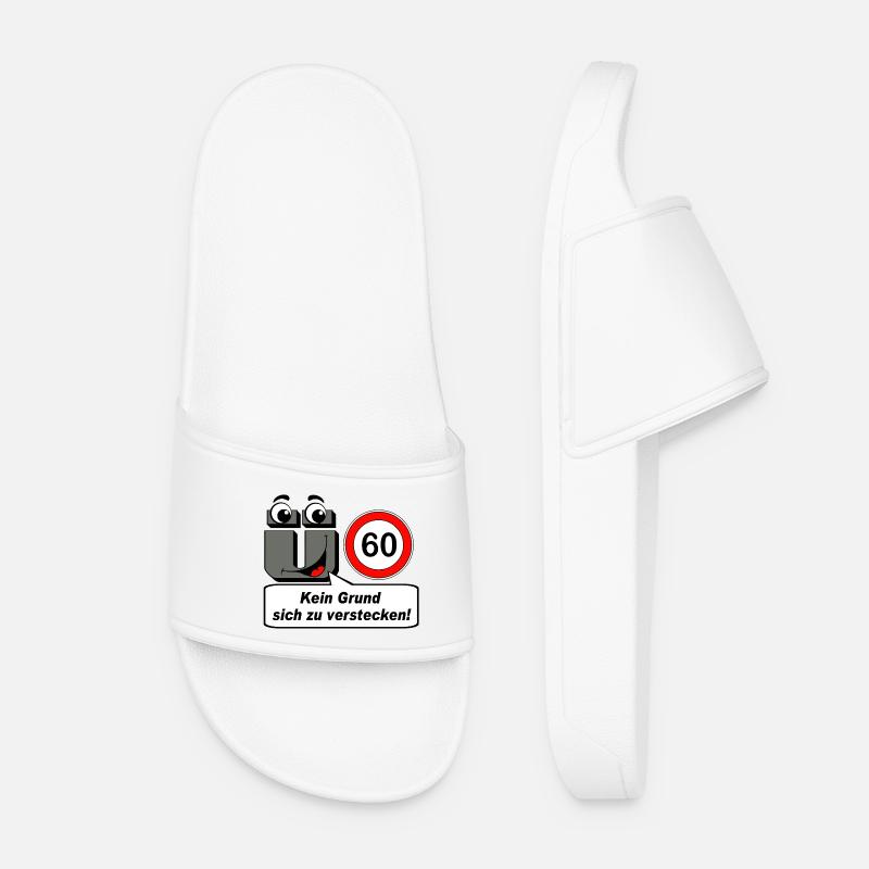 60th birthday, no reason to hide - Women’s Pool Sliders - white
