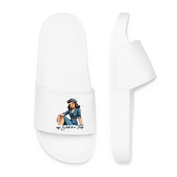 Pin Up Retro Stewardess Profession Travel Gift - Women’s Pool Sliders - white - Front