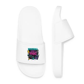 Original. Since 1980 – Neon Edition Birth Year - Women’s Pool Sliders - white - Front
