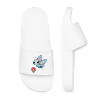Baby Colorful Dragonfly Near a Flower - Women’s Pool Sliders - white - Front