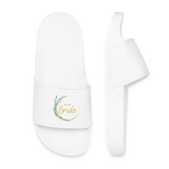 Team Bride! Eukalyptus-Kranz, personalisierbar - Frauen Badelatschen - Weiß - Vorne