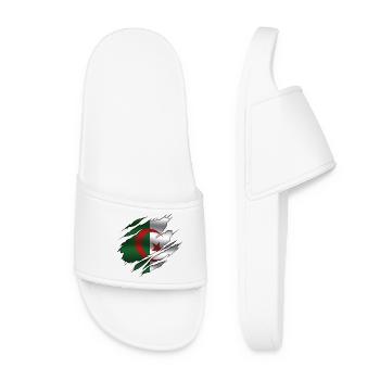 Algeria Flag - Algeria - Torn Flag - Women’s Pool Sliders - white - Front