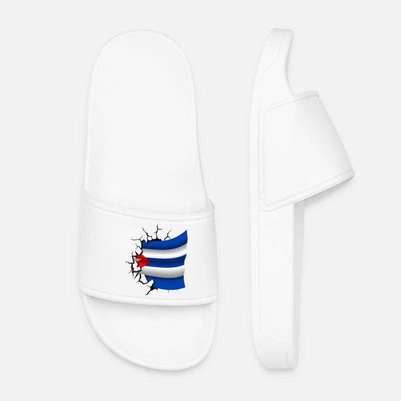 Flag of Cuba - Cuba - Flag Broken Design - Women’s Pool Sliders - white