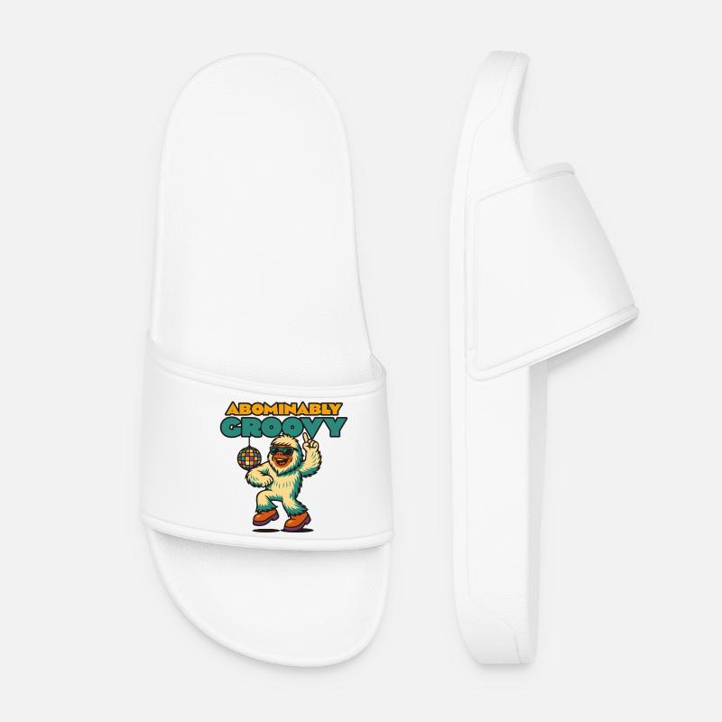 Groovy Disco Yeti - Women’s Pool Sliders - white