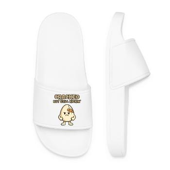 Cracked Egg: Stubborn and Kickin - Women’s Pool Sliders - white - Front